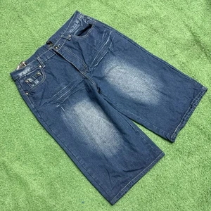Neu mit Etikett Vintage Y2K The Rock blaue Baggy Denim Shorts Größe: 36 x 16 - Bild 1 von 6