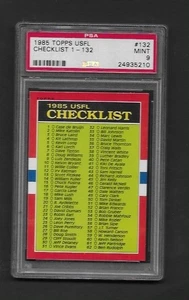 1985 Topps USFL #132 Checklist 1-132 PSA Mint 9 - Bild 1 von 2