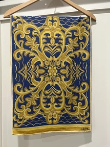 Vintage Vera Neumann All Silk Scarf in Blue and Yellow - Made in Japan 🇯🇵 - Picture 1 of 5
