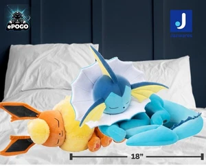 LOT OF 2 Pokemon Vaporeon & Flareon Sleeping Premium Plush 18 inch SHIPPED TODAY - Picture 1 of 8
