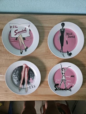 VTG Rosanna Scandale French Plates Set of 4 Dishes Retro Pink Kitchen Feminine  Foto 1 de 4