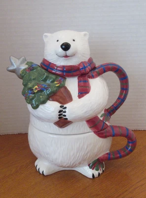 “SNOW BEAR” Pfaltzgraff 3 Piece individual Teapot w/Lid & Cup Set - Image 1 of 4