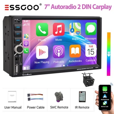 7" Autoradio 2 DIN Wireless Carplay/Android Auto BT5.0 CAM FM USB AUX SD Kamera - Bild 1 von 4
