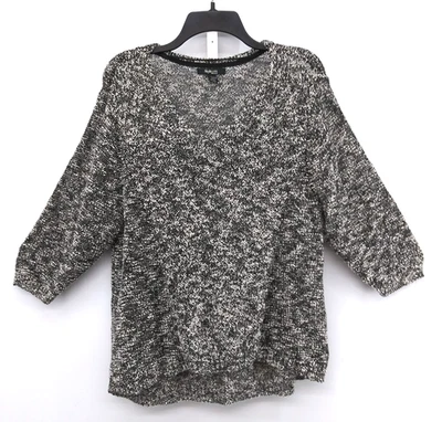 Suéter de punto de algodón jaspeado negro blanco Style & Co para mujer manga 3/4 Foto 1 de 4