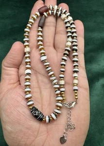 Old Ancient Antique Himalayan Indo Tibetan Banded Agate dzi quality Beads Mala - Picture 1 of 15