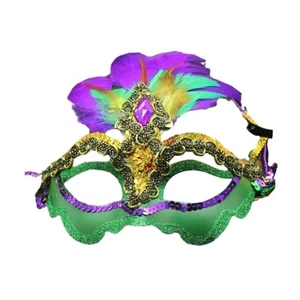 Women Feather Masquerade Mask Fancy Dress Mask for Party Wedding Mardi Gras - Picture 1 of 6
