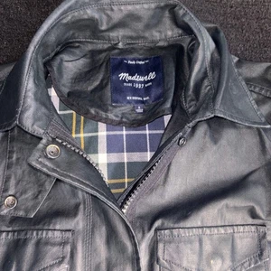 Madewell Womens Small Waxed Utility Jacket Plaid Lined Military Style Coat - Picture 1 of 6