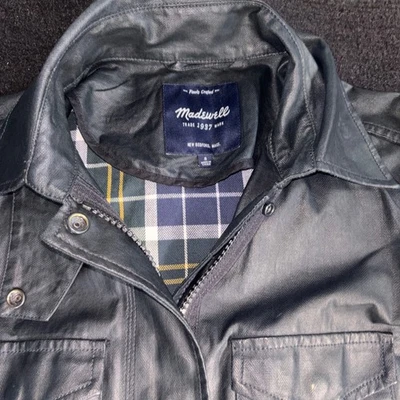 Madewell Womens Small Waxed Utility Jacket Plaid Lined Military Style Coat - Image 1 of 4