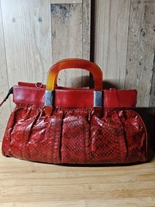 Bolso de mujer vintage años 70 de piel auténtica de serpiente rojo - Imagen 1 de 21