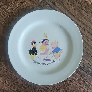 Antique 30s Vtg Edwin Knowles Looney Tunes Daffy Duck Petunia Porky Pig Plate 7" - Picture 1 of 6