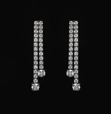 2.50Ct Round Cut Diamond Lab-Created Dangle Drop Earring's 14K White Gold Plated - Image 1 of 4