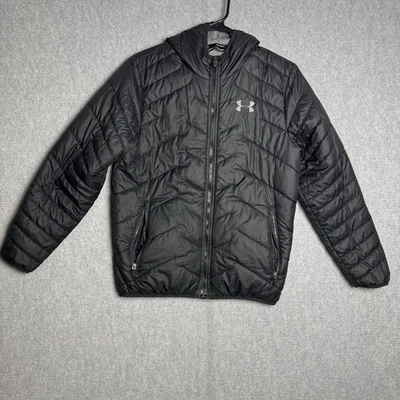 Under Armour Cold Gear Black Puffer Jacket Youth Large Magnet Zipper - Image 1 of 4