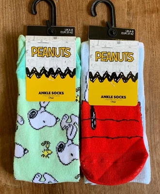 Ladies Fun Novelty Character Socks Peanuts pack of 2 size 4-8