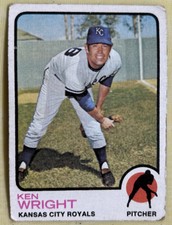 1973 Topps Ken Wright Baseball Card #578 Royals Pitcher Low-Grade Creased