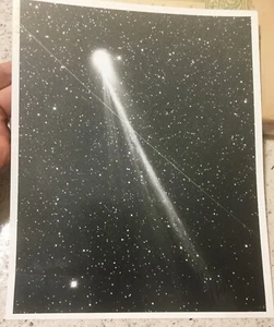 1986 Halley's Comet photo w/satellite in foreground Griffith Observatory, Calif. - Picture 1 of 6