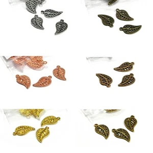 20 dijes de gota de hoja de filigrana curvos de 3/4 pulgadas con circuito cerrado chapado en metal - Imagen 1 de 7