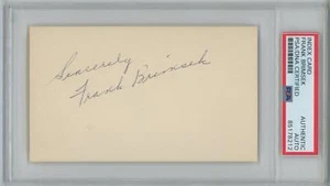 Frank Brimsek Bruins Mr Zero signed 3x5 Index Card PSA/DNA Slabbed auto - Picture 1 of 1