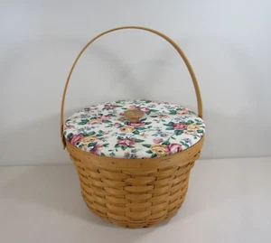 2000 Longaberger 14" wide x 9" high Sewing/Hat Box Basket with Padded Top - Picture 1 of 14