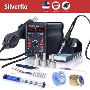 750W 2in1 Soldering Station Hot Air Gun Heat Rework SMD Welding Tool Iron Kit - Picture 1 of 11