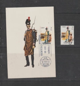 España Uniformes Militares Tarjeta 1º Día Variedades y Errores año 1975 (GU-808) - Picture 1 of 1