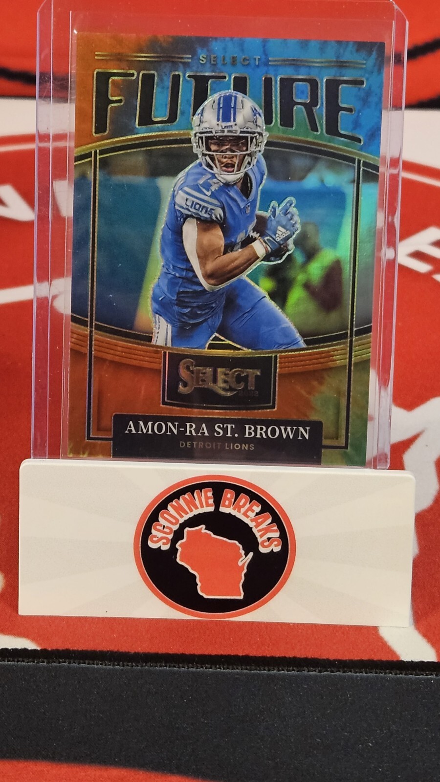 2022 Panini Select #SF-25 Amon-Ra St. Brown Select Future Tie Dye Prizm 06/25