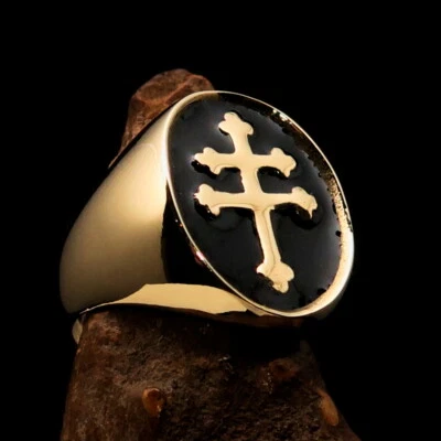CROSS LORRAINE RING, MENS RING, BIKER RING, BLACK FRENCH CROSS LORRAINE SIZE 13 - Image 1 of 4