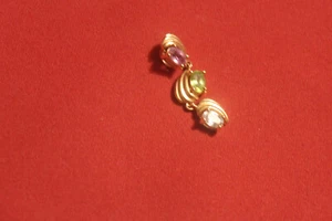 vergoldeter Anhänger  Sterling Silber 925 Amethyst Peridot Blautopas - Bild 1 von 4