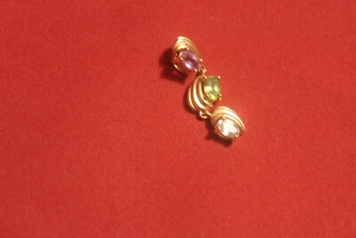 vergoldeter Anhänger  Sterling Silber 925 Amethyst Peridot Blautopas - Bild 1 von 4