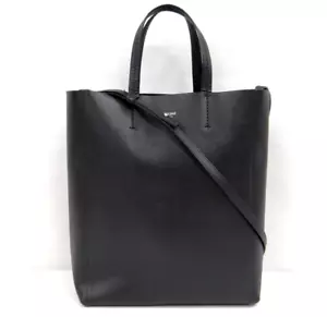 Celine Tote Shoulder 2way Bag Vertical Cabas Black Leather Italy 57210495300 2 - Picture 1 of 18