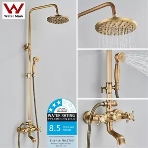 WELS Shower System Set Antique Brass Rainfall Shower Head Hand Shower Wall Mount - Picture 1 of 11