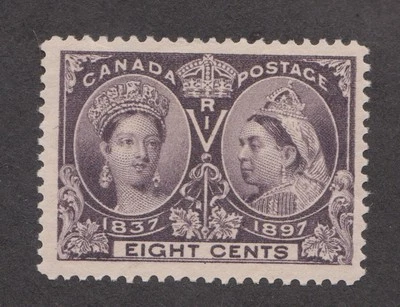 Canada No. 56, 8c  dark violet Jubilee. VF with 2 jumbo margins. Hinged w. owner - Image 1 of 2
