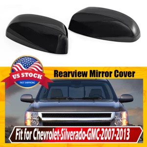 Tapa cubierta espejo lateral negro brillante para Chevy Silverado GMC Sierra 2007-2013 - Imagen 1 de 11