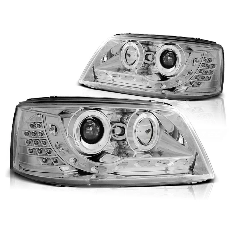 Scheinwerfer Tagfahrlicht Design LED chrom+Blinker passt für VW T5 ab 03-09 - Bild 1 von 1