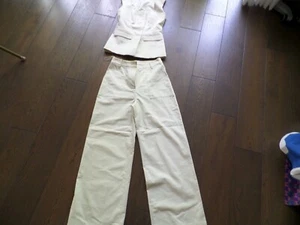 New Latest ANNA QUAN cream straight pants & sleeveless top sz 8, US 4 - Picture 1 of 10