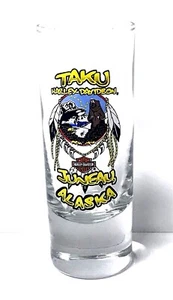 Taku Harley-Davidson Juneau Alaska Souvenir Double Shot Cordial Glass ~ Rare - Picture 1 of 1