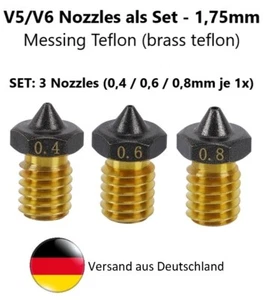 V5 V6 Düse Nozzle 3er SET Messing Teflon beschichtet 0,25-0,6mm, Filament 1,75mm - Bild 1 von 9