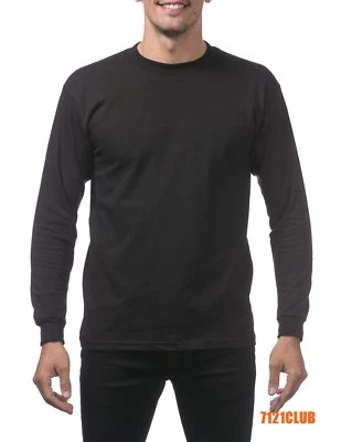 PRO CLUB LONG SLEEVE HEAVYWEIGHT T SHIRT PROCLUB MEN'S PLAIN T SHIRT BIG & TALL - Image 1 of 2