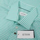 Eton NWT Dress Shirt Size 16 41 Contemporary Light Green & white Gingham Check