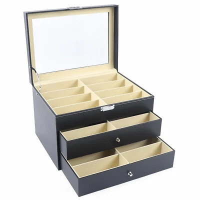 24 Slots Glasses Box Display Storage Case Organizer Leather For Sunglasses NEW - Image 1 of 4