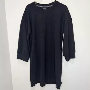 Vestido Athleta Niñas Jaspeado Negro Acanalado Tejido Manga Larga Línea A Activo Talla 6 Usado en Excelente Condición - Imagen 1 de 3
