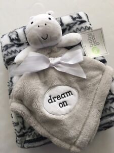 Baby Gear Boy Security Lovey & Blanket Set Black White Zebra Layette 