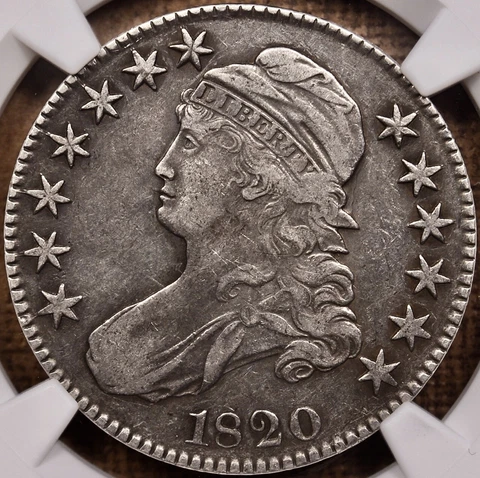 1820 O.107 R5 No Serifs Capped Bust half, NGC XF40, RARE! DavidKahnRareCoins Cover