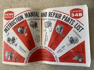 Vintage Penn Reels 34b Reel Specification And Parts Manual - Picture 1 of 4
