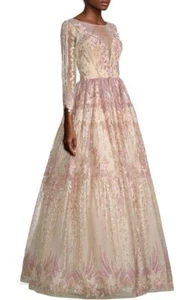 Basix Black Label besticktes Applikation Kleid 8 champagnerfarben Kleid Braut Ball neu mit Etikett - Bild 1 von 5