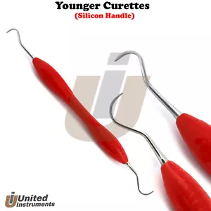 7/8 Younger Good Curette Double Ended Tartar Scraper Scaler Silicone Handle Red - Picture 1 of 2