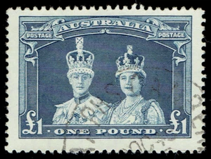 AUSTRALIA - 1938 - KING GEORGE VI & QUEEN ELIZABETH - Sc #179 - Used VF - Picture 1 of 2