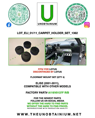 JUEGO DE MONTAJE DE ALFOMBRA DELANTERA PARA LOTUS ELISE & EXIGE (CANTIDAD 4) Foto 1 de 4