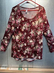 LuLaRoe Women’s Size Xl Long Sleeve Shirt With Roses Multicolored - Picture 1 of 12