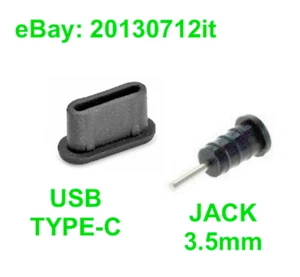 10x TAPON ANTIPOLVO USB TYPE-C + 10x JACK 3.5MM SILICONA NEGRO UNIVERSAL - Zdjęcie 1 z 1