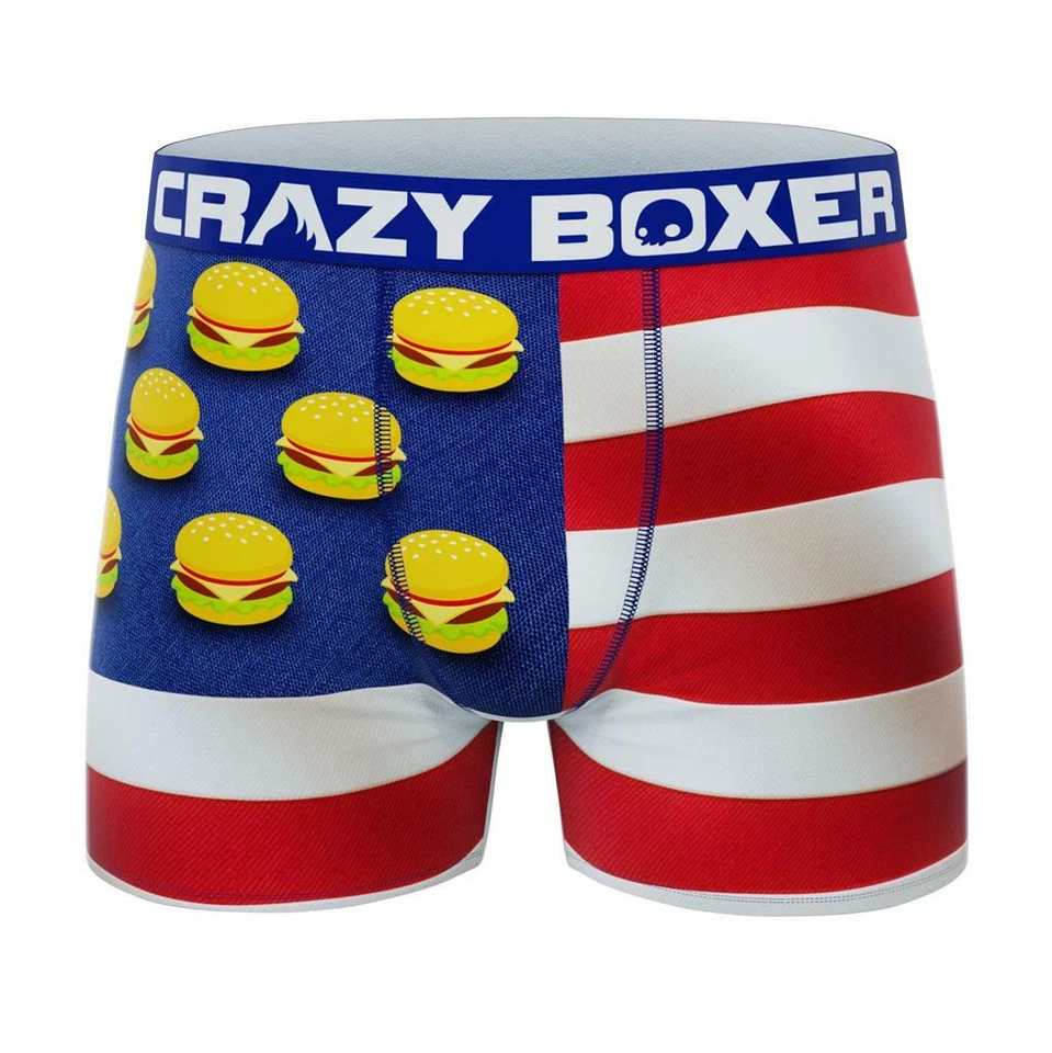 Boxer Crazy All Star Rayas Bandera Hamburguesas con Queso Boxers Para Hombre Nuevo con Etiquetas Foto 1 de 1